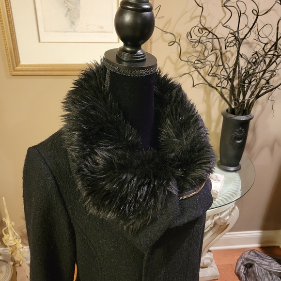 Bebe Wool Blend Faux Fur Collar Coat - Picture 5 of 15